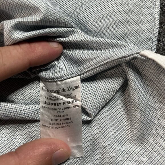 Ermenegildo Zegna Su Misura Trofeo Button Up Dress Shirt Blue Check Men Medium M - Picture 5 of 5